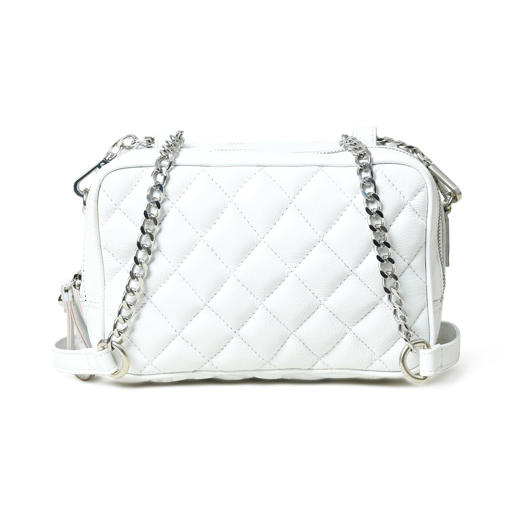 Mini Quilted Crossbody Bag, White - Glamourous Grace
