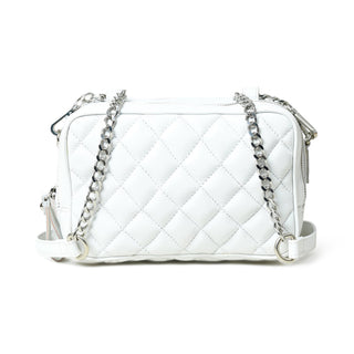 Mini Quilted Crossbody Bag, White - Glamourous Grace
