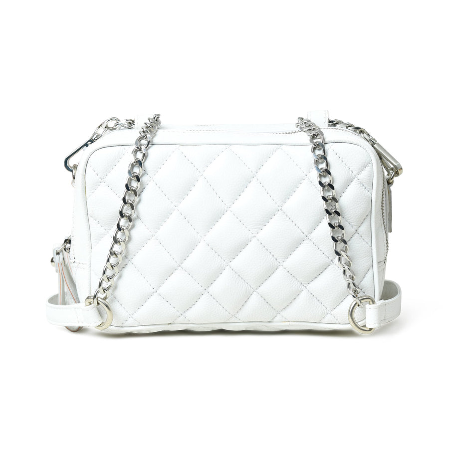 Mini Quilted Crossbody Bag, White - Glamourous Grace