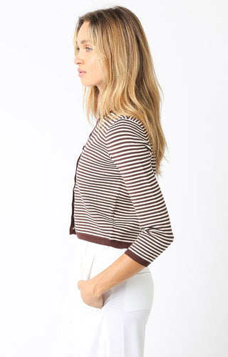 FINAL SALE Casey Striped Knit Cardigan | Brown
