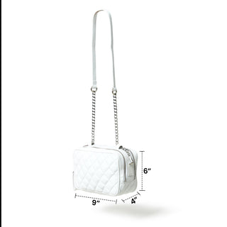 Mini Quilted Crossbody Bag, White - Glamourous Grace