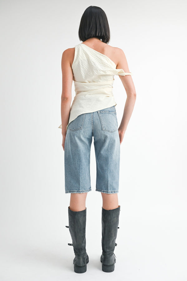 Dovie Asymmetrical Tunic Top Cream - Glamourous Grace