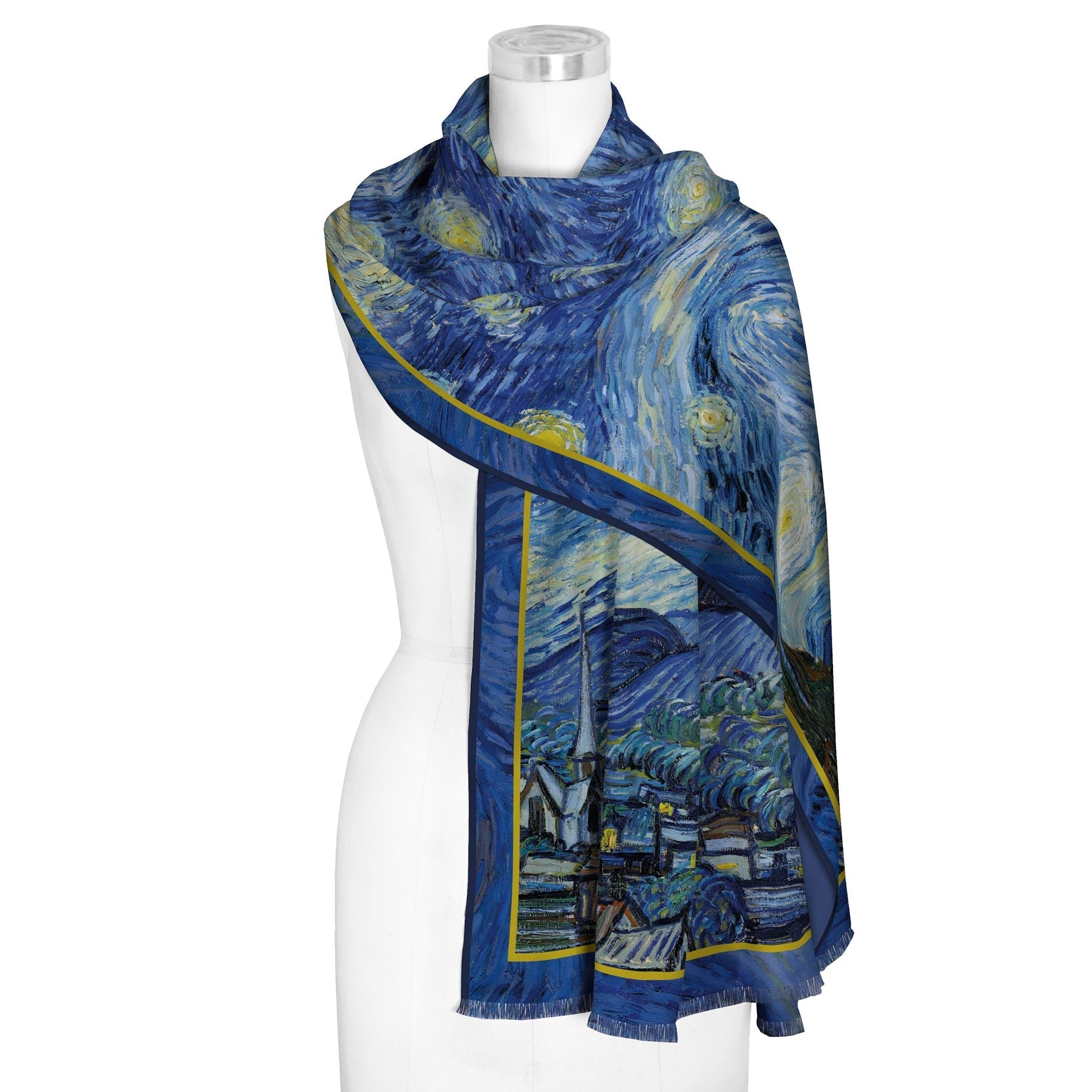 van Gogh Starry Night  Silk Blend Shawl – Lightweight & Elegant Evening Wrap