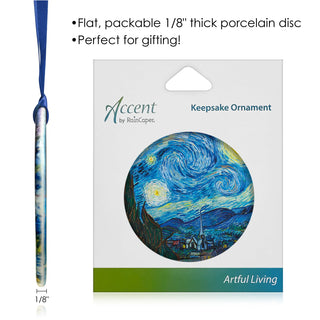 van Gogh Starry Night Porcelain Keepsake Ornament – Flat Ceramic, Gift-Ready