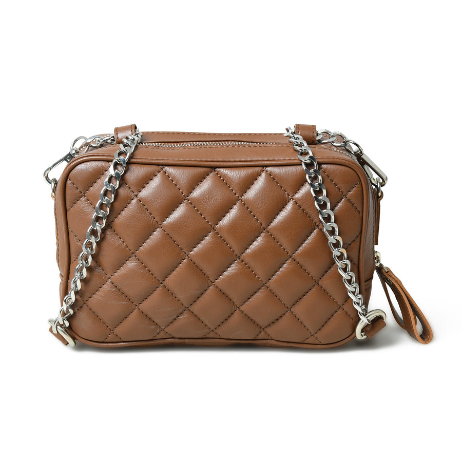 Mini Quilted Crossbody Bag, Rich Brown - Glamourous Grace