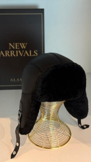 Genuine Leather Shearling Hat Unisex