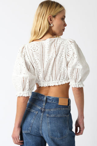 Raea Eyelet Crop Top | Ivory - Glamourous Grace
