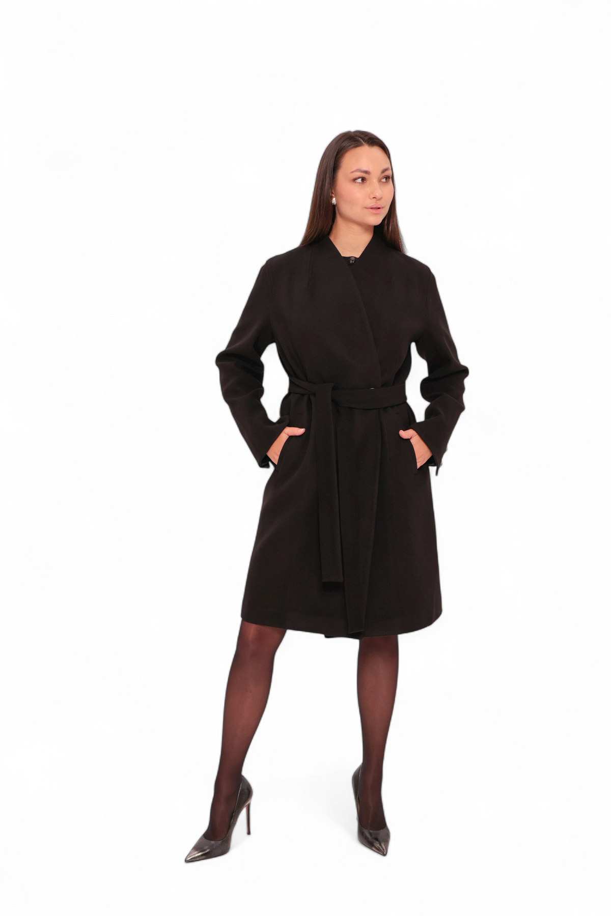 Opera Midi Cashmere Blend Overcoat in Black