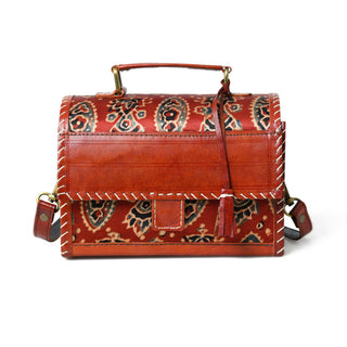 Maroon Mystique Ajrakh Satchel Purse - Glamourous Grace