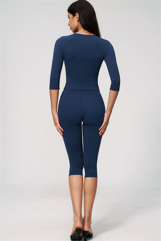 The Natalia Half-Sleeve Top Capri Leggings 2-Piece Set