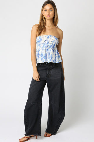 Mia Floral Strapless Top