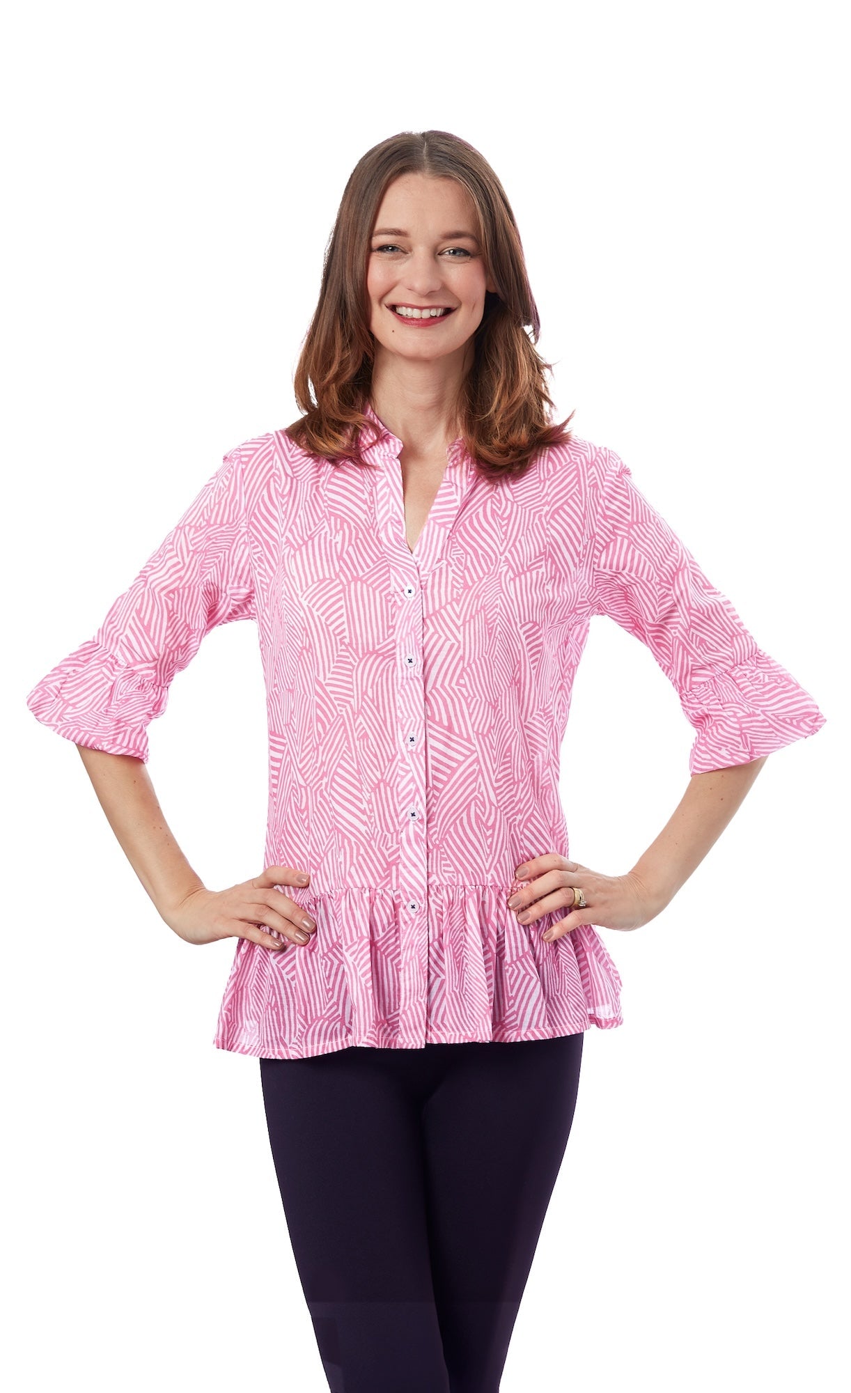 Peplum Top Pink White - Glamourous Grace