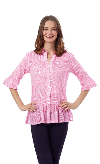 Peplum Top Pink White - Glamourous Grace