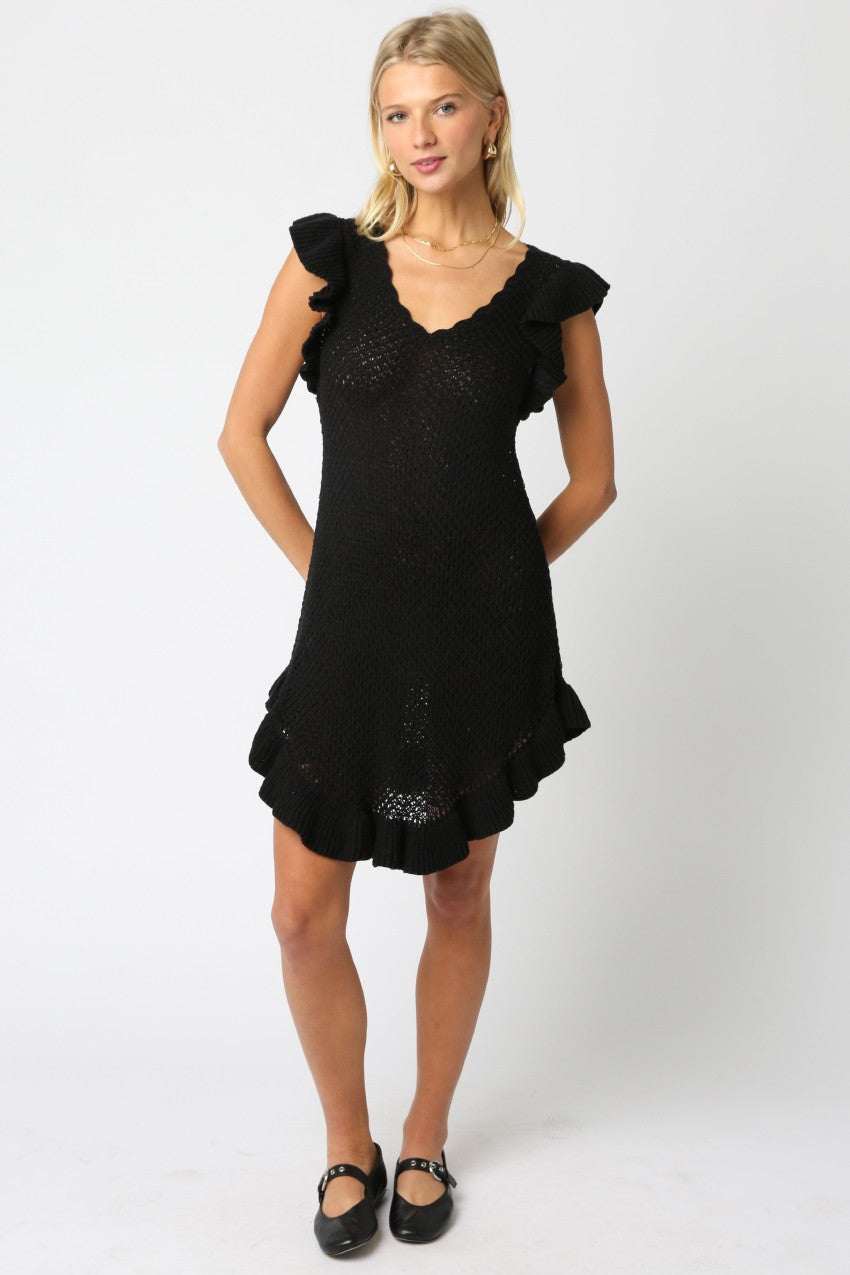 Neve Crochet Mini Dress Black - Glamourous Grace LLC