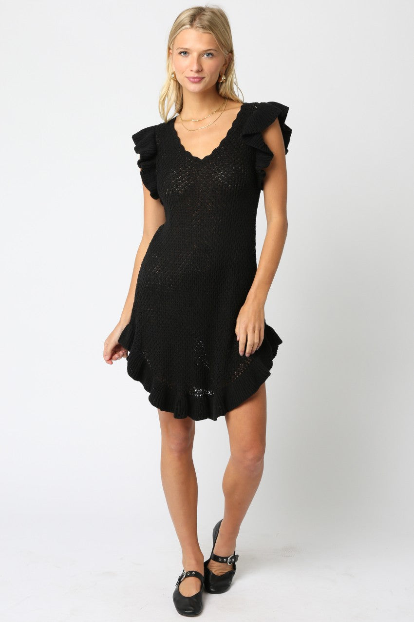 Neve Crochet Mini Dress Black - Glamourous Grace LLC