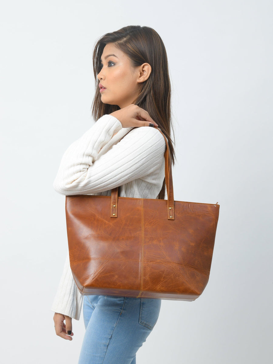 The Kim Tote Bag- Cocoa Brown - Glamourous Grace