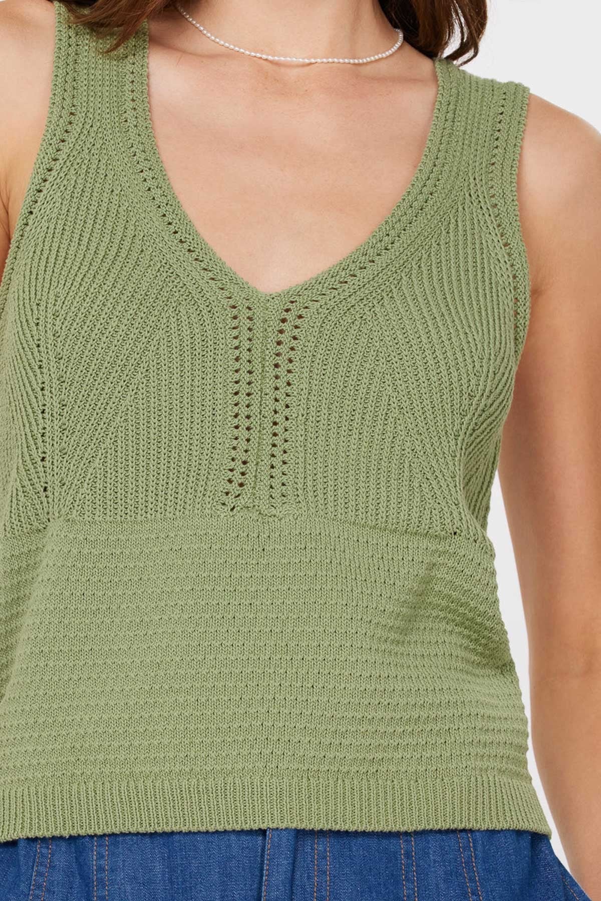 Kendra Sage Knit Tank Top
