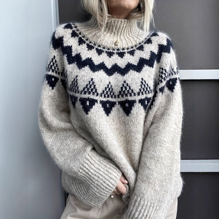 Womens Retro Pullover Knitted Jacquard Sweater