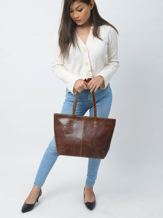 The Kim Tote Bag- Dark Brown - Glamourous Grace