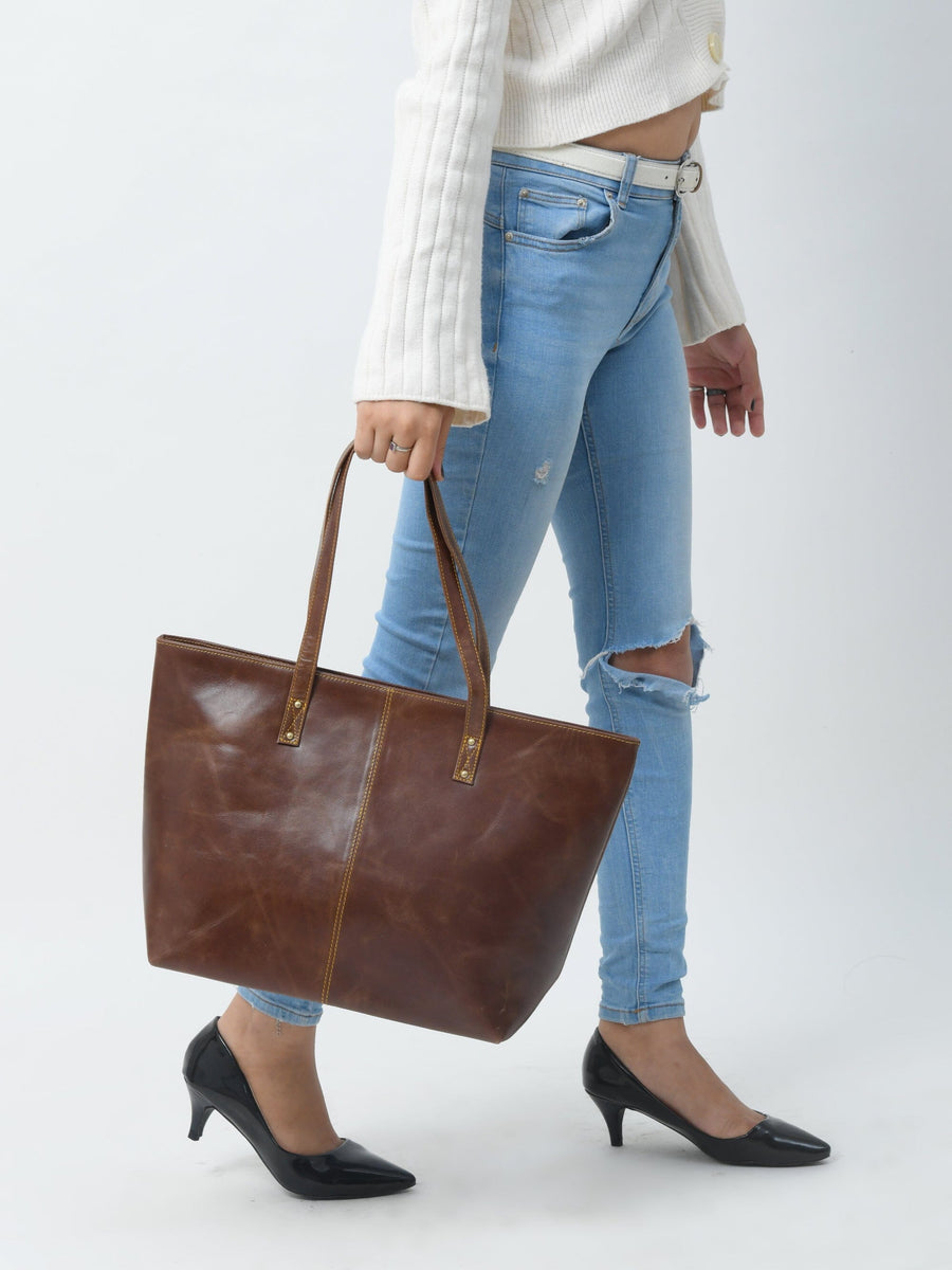 The Kim Tote Bag- Dark Brown - Glamourous Grace