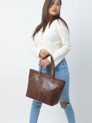 The Kim Tote Bag- Dark Brown - Glamourous Grace