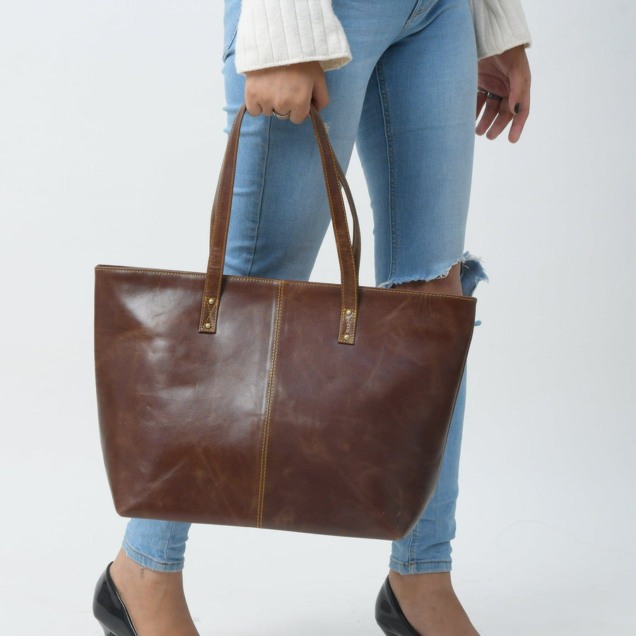 The Kim Tote Bag- Dark Brown - Glamourous Grace