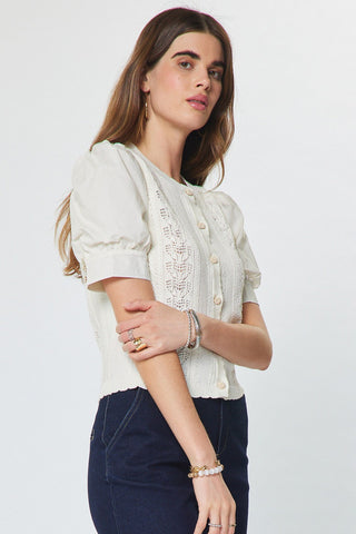 Angie Knit Puff Sleeve Cardigan