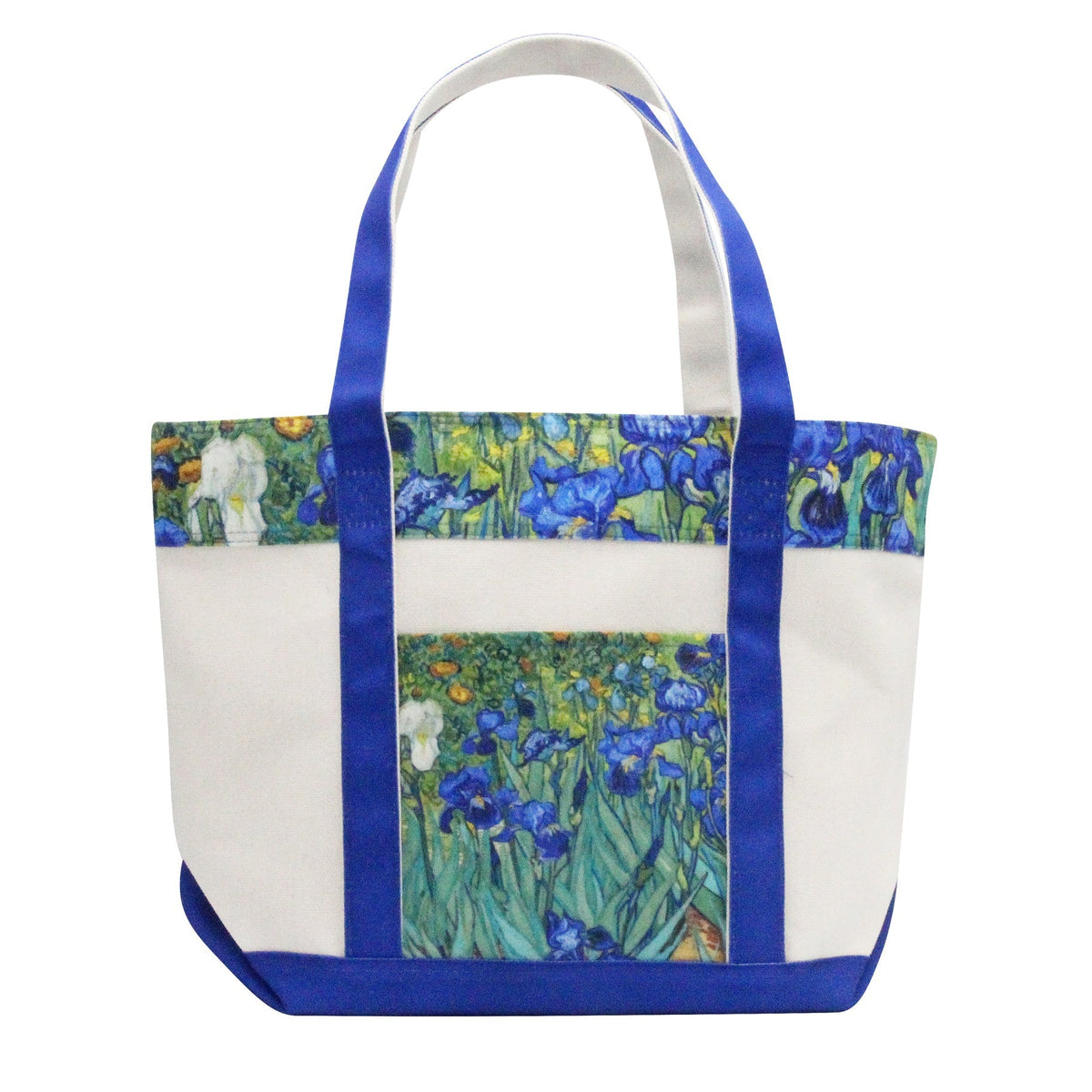 van Gogh Irises Large Canvas Boat Tote – Zipper Top & Pockets