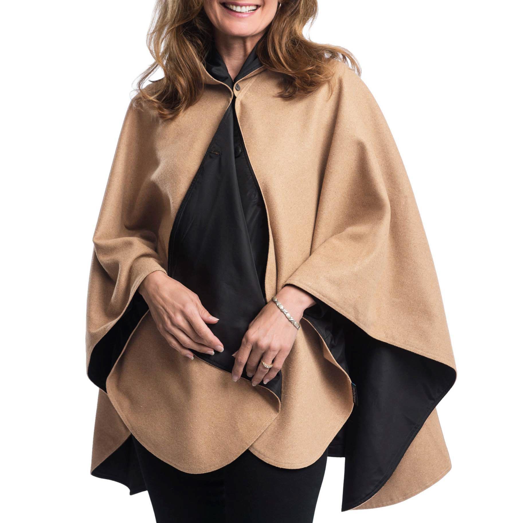 WarmCaper - Warm Camel - Reversible to Black Rainproof Side