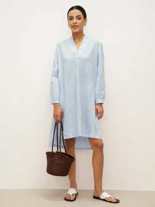 100% Linen V-Neck Pullover Shirt Dress JADEN - Glamourous Grace