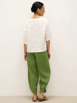 100% Linen Petal-Hem Trousers with Elastic Waist LIV - Glamourous Grace