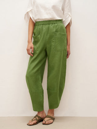 100% Linen Petal-Hem Trousers with Elastic Waist LIV - Glamourous Grace