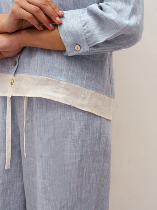 100% Linen Buttoned Closure Color-Blocked Shirt JANICE - Glamourous Grace
