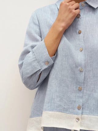 100% Linen Buttoned Closure Color-Blocked Shirt JANICE - Glamourous Grace