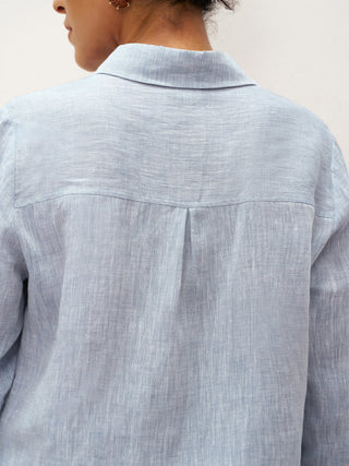 100% Linen Buttoned Closure Color-Blocked Shirt JANICE - Glamourous Grace