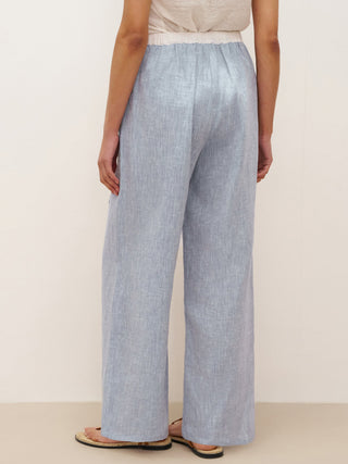 100% Linen Elastic Waist Straight-Leg Trousers JOURDAN - Glamourous Grace