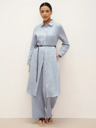 100% Linen Elastic Waist Straight-Leg Trousers JOURDAN - Glamourous Grace