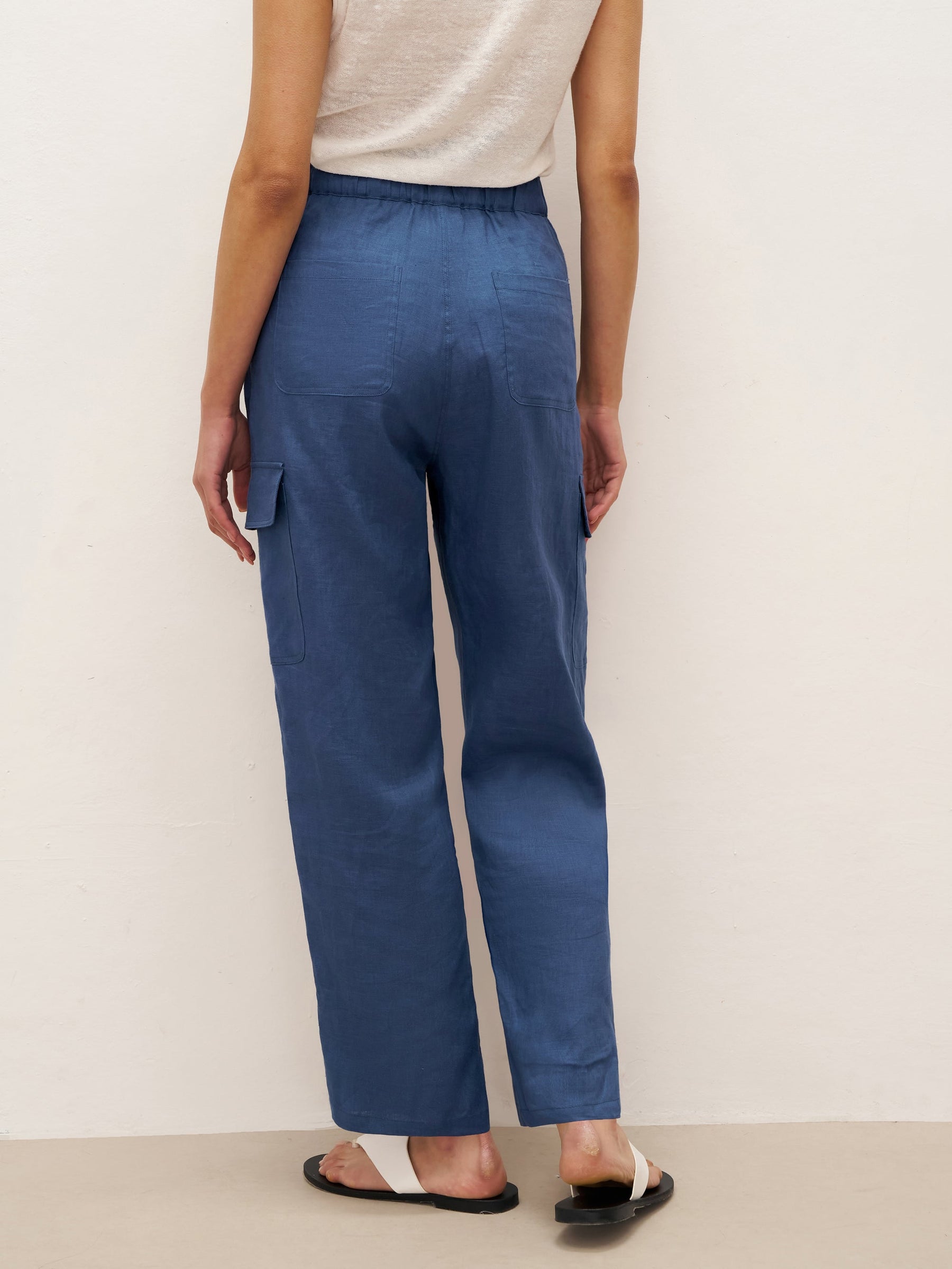 100% Linen Cargo Tapered Trousers with Patch Pockets JESSE - Glamourous Grace