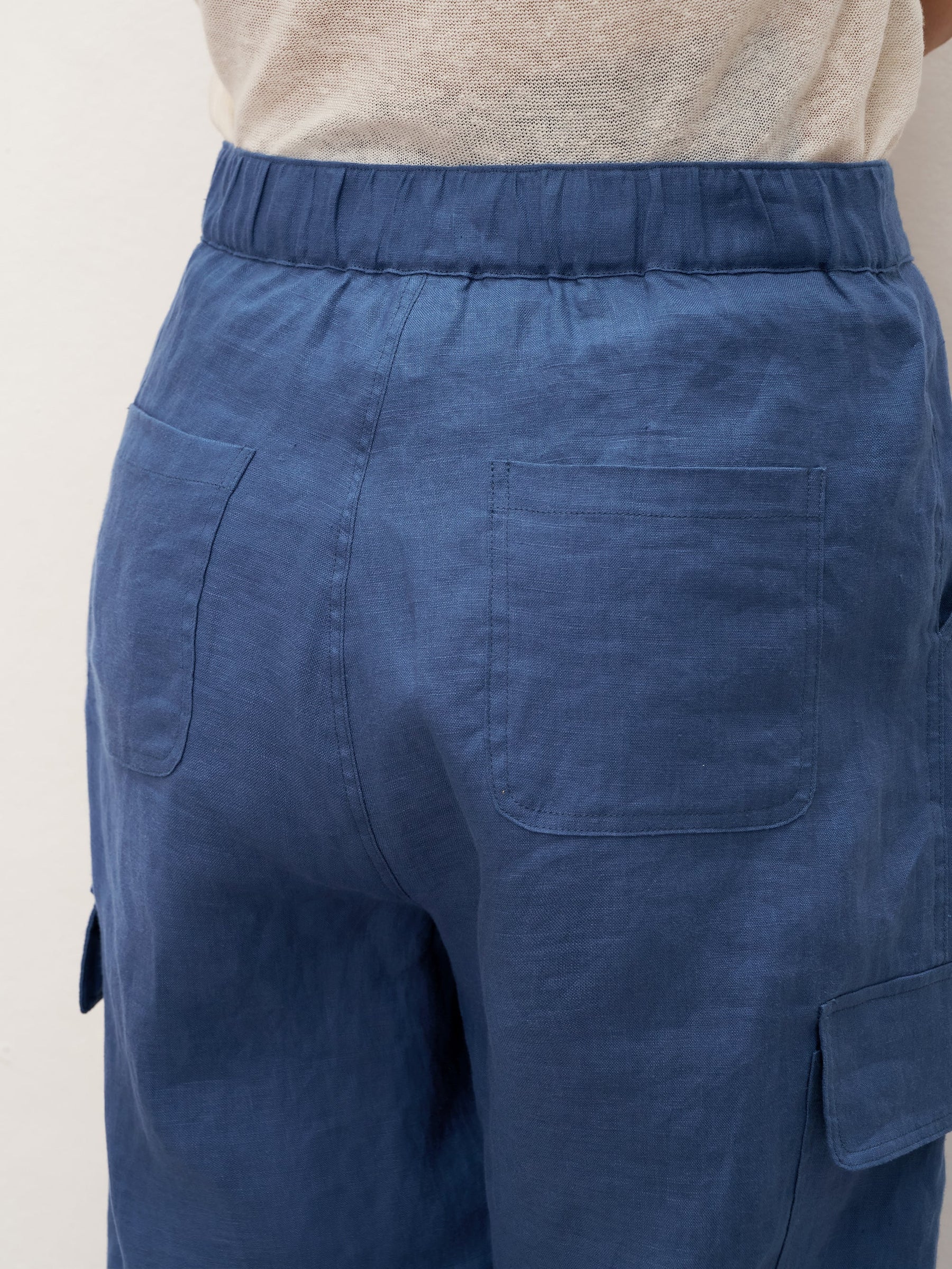 100% Linen Cargo Tapered Trousers with Patch Pockets JESSE - Glamourous Grace