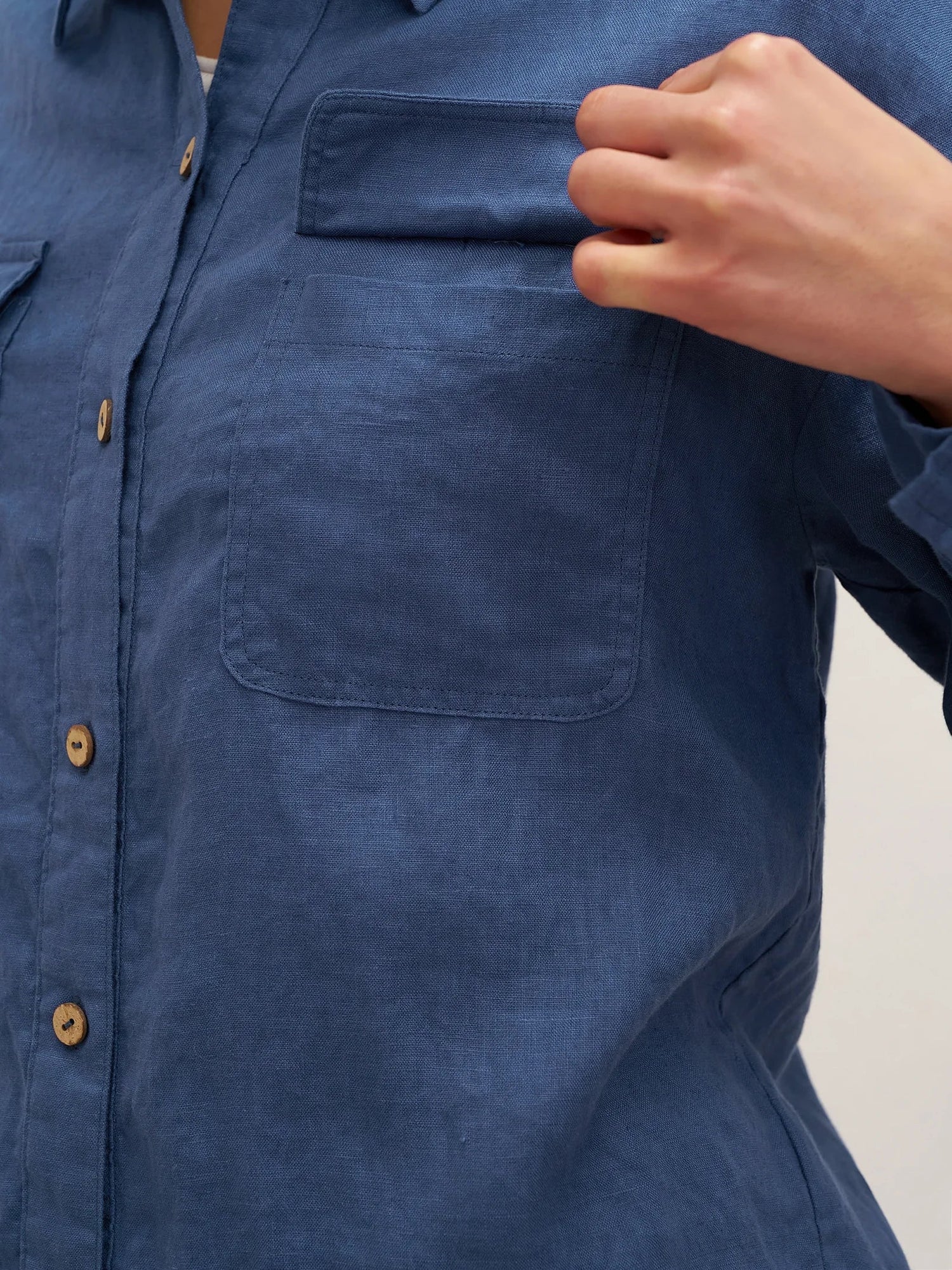 100% Linen Flap-Patch Buttoned Closure Shirt Jacket JANE - Glamourous Grace