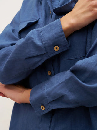 100% Linen Flap-Patch Buttoned Closure Shirt Jacket JANE - Glamourous Grace