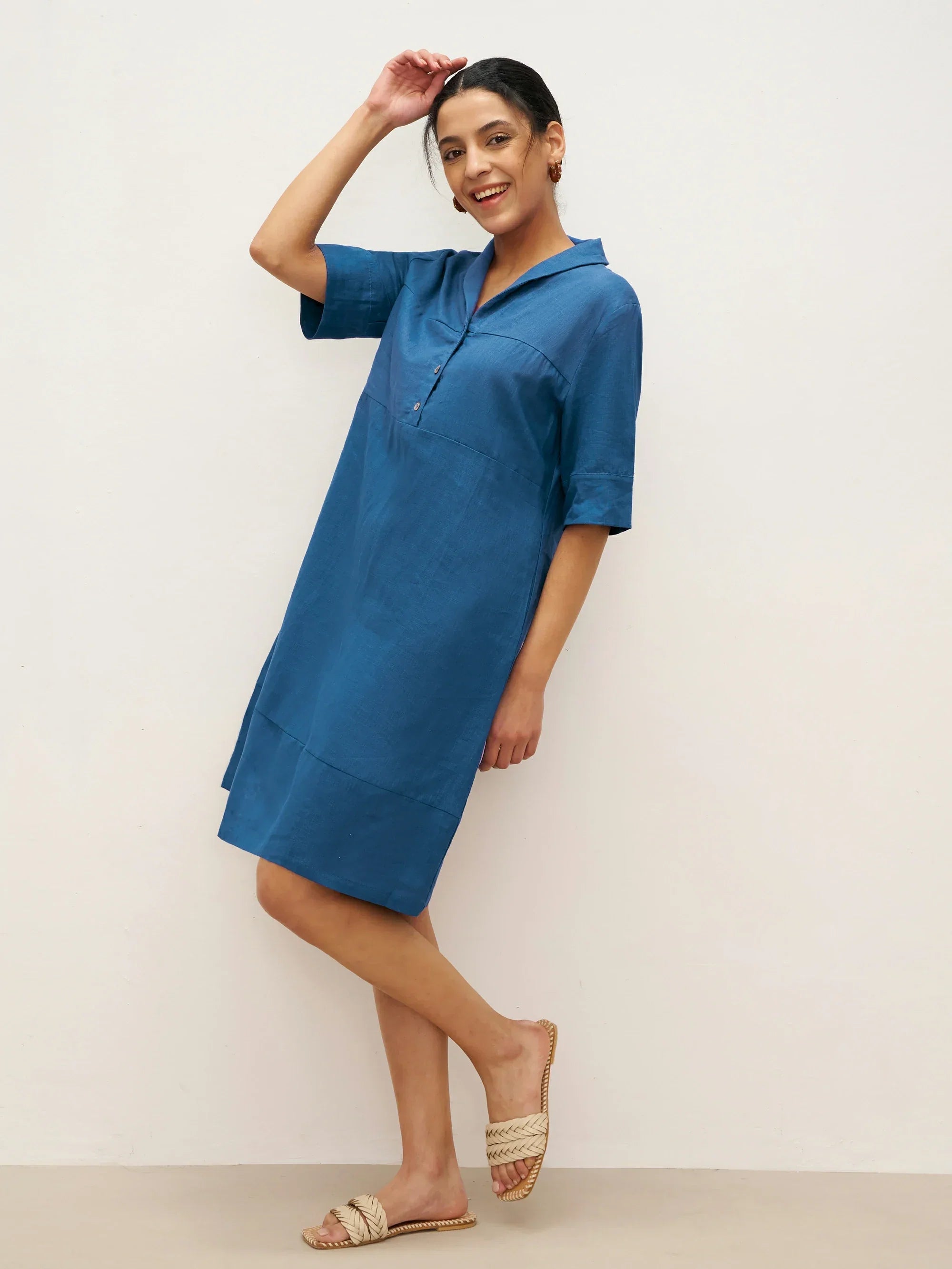 Linen Shawl V-Neck Half Sleeve Minidress LIVIA - Glamourous Grace
