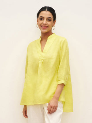 LINTICO Joanna 100% linen dress shirt, light-colored blouse with classic collar and button front, casual top for women.