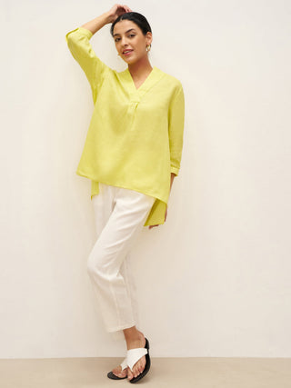 LINTICO Joanna 100% linen dress shirt, light and breathable blouse with a classic collar and button-front design.