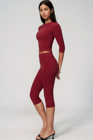 The Natalia Half-Sleeve Top Capri Leggings 2-Piece Set