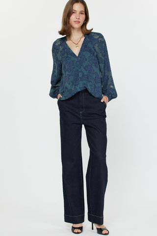 Shayna Floral Top Blue - Glamourous Grace