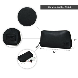 Classic Black Leather Clutch - Glamourous Grace