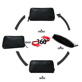Classic Black Leather Clutch - Glamourous Grace