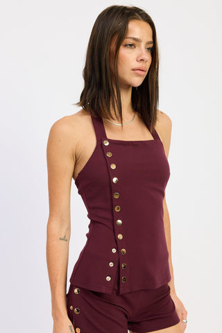 Cherry Lacquer Halter Top - Glamourous Grace