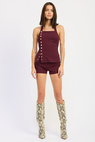 Cherry Lacquer Halter Top - Glamourous Grace